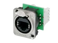 Neutrik NE8FDV-Y110- Панельный разъем etherCON RJ45 CAT5e (розетка) с фланцем типа D, под зажим провода IDC-110, AWG 26–20