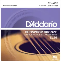 D'ADDARIO EJ26 струны для акустической гитары, фосфорная бронза, Custom Light, 11-52, J.D.Addario