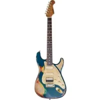 Paoletti alfa loft jeff stinco heavy emerald  электрогитара, stratocaster, кейс, цвет синий релик