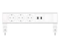 ABL 2A210317- Настольная розеточная станция серии Flexi с 3 розетками, 2xUSB-A и 1 слотом для IMP, белая с серебристым