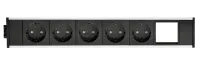 ABL 2M20F5A1- Розеточная станция серии Link с 5 розетками и 1 слотом для IMP, черная с серебристым (2M200501)