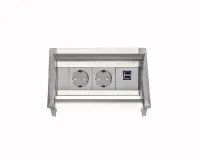 ABL 2F020208- Встраиваемая розеточная станция серии Aero Flip с 2 розетками и 2xUSB-A, серая