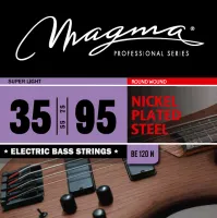 Magma Strings BE120N - Струны для бас-гитары 35-95, Серия: Nickel Plated Steel, Калибр: 35-55-75-95, Обмотка: круглая, никелированая сталь, Натяжение: