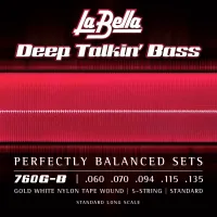 760G-B Gold White Nylon Комплект струн для 5-струнной бас-гитары, бронза/б.нейлон, 60-135, La Bella