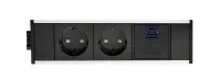 ABL 2M20F2A3- Розеточная станция серии Link с 2 розетками, 1xUSB-A, 1xUSB-C, черная с серебристым (2M200203)