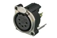 Neutrik NC5FBV Разъем XLR панельный, 5 конт., гнездо, вертик., в ПП, тип-B, земля-корпус-панель соединены