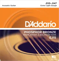 EJ15 PHOSPHOR BRONZE Струны для акустической гитары фосфорная бронза Extra Light 10-47 D`Addario