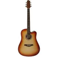 Pearl River S50E-DC Гитара акустическая с вырезом 41", верхняя дека цельная ель, нижняя дека и обечайка: махагони, гриф:  габон, накладка грифа и нижний порожек: лавровое дерево, колки: хромированное покрытие, цвет градиент вишневого, лакированная, в комп
