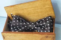 Галстук-бабочка Mr.&Mrs.Bowtie жаккард, шоколад в белую крапинку, фикс