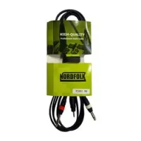 Nordfolk yc001 3m  кабель 3,5 minijack stereo - 2 x jack mono, литые разъёмы, 3 м.