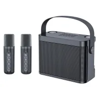 Переносная караоке система [TRS2404] iconBIT [K802B] Колонка 10Вт, 2 микрофона Bluetooth,  аккумулятор в колонке 3000mah и микрофонах, 22.3*9.6*15.7CM / 16*10*20.2CM, цвет черный