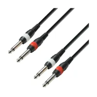 Adam hall k3tpp0100 - аудиокабель 2 x trs (jack) 6,3 mm mono – 2 х trs (jack) 6,3 mm mono, 0.22 мм2, 1 м