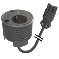 Kondator 935-PD16-GST- Встраиваемая розетка с двумя уровнями установки для монтажа в стол со встроенными разъемами 1xUSB QC 2.0, 1xUSB-C 3.1 Gen 1, одним отверстием для кабеля 7 мм и одним — 9,5 мм, цвет черный