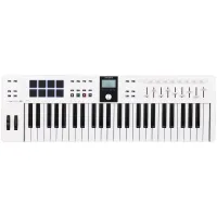 MIDI клавиатура [231521] Arturia [KeyLab Essential 49 mk3 White] 49 клавиш, LCD дисплей, 9 энкодеров, 8 пэдов, 9 фейдеров, 12 кнопок управления, колеса высоты тона и модуляции, 1/4" Jack вход для педали, MIDI выход, Type-C