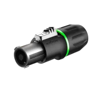 ROXTONE RS4FP-HD-Green Разъем кабельный типа speakon, сверхпрочный, с металлическим основанием, 4-х контактный, "female", Контакты: никелированная латунь. Цвет: черно-зеленый.