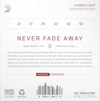 Комплект струн для акустической гитары d'addario xsapb1353 - струны для акустической гитары с стальными верхами ny и басами с фосфор-бронзовой обмоткой по шестигранной основе и покрытием xs. средне-слабое натяжение, толщина .013-.053 дюйма