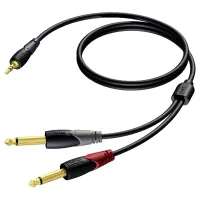 Procab CLA713/1.5- Аудиокабель miniJack 3,5 мм стерео (вилка) – 2хJack 6,3 мм моно (вилка)