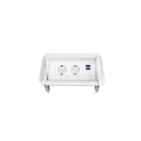 ABL 2F010220- Встраиваемая розеточная станция серии Aero Flip с 2 розетками и 2xUSB-A, белая