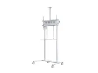 Multibrackets M0167 - Мобильная стойка моторизованная для ЖК-панели 55-110", VESA 100х100-1000x600, до 150кг, высота центра 1211/1860см, с полкой и креплением для камеры, белая