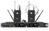 Qtex QAS NX960LmixHS- Двухканальная UHF радиосистема true-diversity с рэковым приемником, петличным и головным микрофонами, 520–560 МГц, 200 каналов 