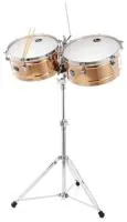 LP LP1314-BZ Timbales Prestige Bronze тимбалес 13" и 14" на стойке с держателем для ковбелла