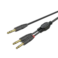 ROXTONE GPTC130/5 Аудиокабель, 5,5mm, 6,3mm stereo Jack -2x6,3mm mono Jack, цвет черный, 5м