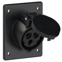 PCE Розетка встраиваемая наклонная 16А/230V/1P+N+E/IP44, черная, фланец 80x97 413-6f8x