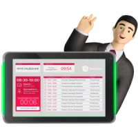 Панель бронирования переговорных комнат  [BOOCO WRP1000A] Интерактивный дисплей 10.1”, 1280x800. LAN: PoE, NFC, WiFi. ОС: Android. Встроенные RGB-индикаторы. Режим работы 24x7. Встроенное крепление на стену. Работает через сервер BOOCO.