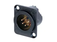 Neutrik NC5MD-LX-B Разъем XLR панельный, 5 контактов, штекер, тип-D, доп. защита от РЧ, черный, позолоч. контакты