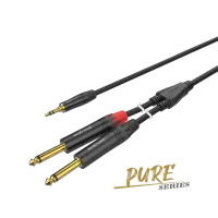 ROXTONE PACC280/1,5 Аудиокабель премиального класса, 5,5mm (2x0.22mm2), 3,5mm stereo Jack (MJ3BG) -2x6,3mm mono Jack (J2BG), покрытие контактов: золото, 1,5м.