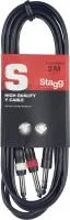 STAGG SYC3/PS2P E - кабель коммутационный инсертный. Y-Cable . Длина: 3 м. Stereo phone-plug /2 x Phone-plug. Цвет: черный