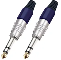 Taverlab P1082-Purple - Разъём прямой, кабельный, никелированный, джек 6.35мм симметричный "папа" (корпус цинковый сплав, пурпурный)