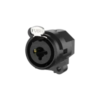 ROXTONE RC6FS Комбинированный панельный разъем XLR 3P мама + 6,3мм. Стерео Jack, с замком, под пайку, мама, контакты: позолоченная бронза, цвет: черный