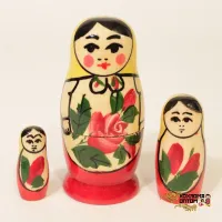 LHM10107 Матрешка традиционная 3 кукольная, Хохлома