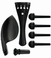 Violin accessory set Acura Classico VS-NSGRS612 - Ebony 4/4 violin accessory set. Swiss pegs, tailpiece of round design with mother-of-pearl dot, Guarneri chin with standard mount and InSight endpin with mother-of-pearl dot.