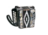 S40XL-C-BLACK Гармонь "Сувенир" 15х12-I, черная, палехская роспись, Шуйская гармонь