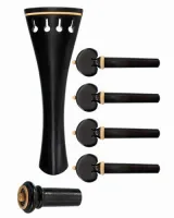 Violin accessory set Acura Meister Ultimo VS-NSRT522 - Ultimo grade 3/4-4/4 violin accessory set of ebony with boxwood trim. Heart pegs, tailpiece of round design and inSight end pin.