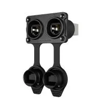 Seetronic SE8C05-01-BC Разъем панельный, комбинированный+резиновая прокладка, IP65, гнездо, CAT5e, совместим с корпусами штекеров только 05-й серии (SE8MC-05), цвет: черный.