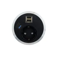 ABL 2F200122- Встраиваемая розетка серии Port El с 2xUSB-A и 1xUSB-A 3.0, черная