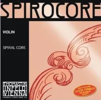 1/2 violin string set Thomastik Spirocore S514 - Helical twisted steel 1/2 violin string set with less inertia and improved vibration. Chrome wound steel E1 string, medium tension.