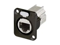 Neutrik NE8FDX-P6-B- Панельный проходной экранированный переходник etherCON RJ45 CAT5/6a (розетка-розетка) с фланцем типа D, цвет черный