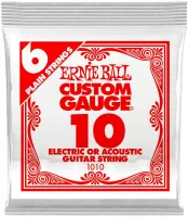 ERNIE BALL 1010 .010 Plain Steel Electric or Acoustic Guitar Strings 6 Pack