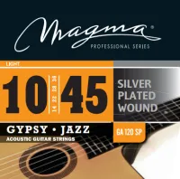 Magma Strings GA120SP - Струны для акустической гитары 10-45, Серия: Silver Plated Wound Gypsy Jazz, Калибр: 10-14-22-28-36-45, Обмотка: посеребрёная