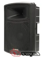 VOLTA E-10A Акустическая активная широкополосная система в пластиковом корпусе. Мощность: 150 Вт (RMS). 1 мик./лин. вход + AUX. Комплектация: 10"+1.35". Габариты 530х310х345 мм. Масса - 17 кг.
