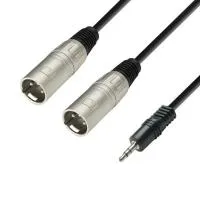 Adam hall k3 ywmm 0100 - кабель аудио trs (jack) stereo 3.5 mm - 2 х xlr (m), 0.22 мм2, 1 м