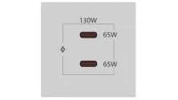 Kramer MC-2C130W(W), Зарядное устройство с двумя разъемами USB-C, суммарно 130 Вт, цвет белый