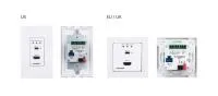 Передатчик  Kramer Electronics [WP-20CT/EU-80/86(W)] HDMI/USB-C с автомат.переключением и RS-232 по витой паре HDBaseT, деэмбедиование аудио, зарядка по USB-C до 60Вт;поддержка 4К60 4:2:0,PoE,MaestroRoomAutomation,передатчик в виде настен.панели,цвет бел