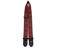 Perri's TWS-7071 - Ремень для гитары, Серия JACQUARD, Материал: жаккард, с кожаными концами, Рисунок: религиозные кресты, Цвет: красный/чёрный, Ширина