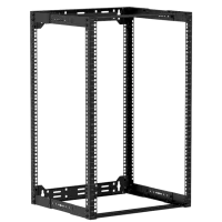 Caymon OPR318A/B Стойка телекоммуникационная с открытой рамой 19". Материал сталь.  Открытая конструкция. Монтажная высота 18U. Габаритные размеры, мм (Ш x В (без резиновых ножек) x Г): 520 x 825 x 300-450.  Масса 10 кг. Цвет черный (RAL9004)