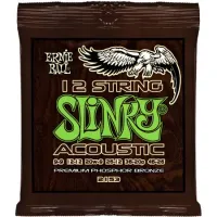 P02153 Slinky Комплект струн для 12-струнной акустической гитары, фосфор/бронза, 9-46, Ernie Ball
